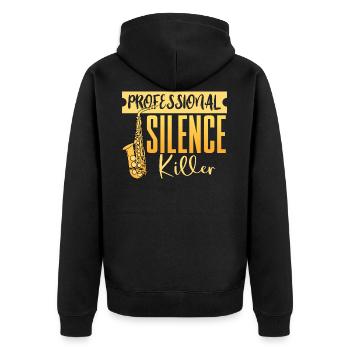 Saxophon Saxophonist Saxophonistin Sax - Unisex Premium Bio Zip Hoodie - Schwarz - Hinten - Nico (187cm)