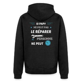 Si papy ne peut pas le réparer personne ne peut ! - Veste à capuche bio Premium Unisexe - noir - Dos - Nico (187cm)