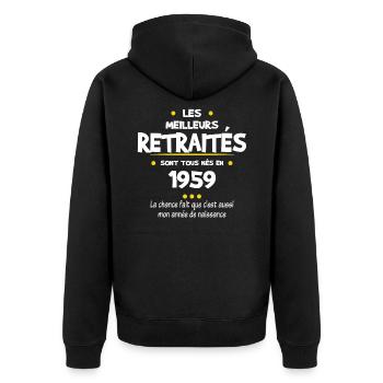 Retraite et 1959 cadeau humour retraité - Veste à capuche bio Premium Unisexe - noir - Dos - Nico (187cm)