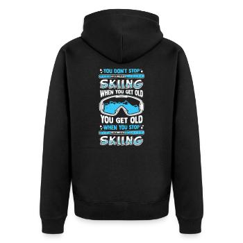 Ski Winter SkiEr Old Man Gift - Unisex Premium Organic Zip Hoodie - black - Back - Nico (187cm)