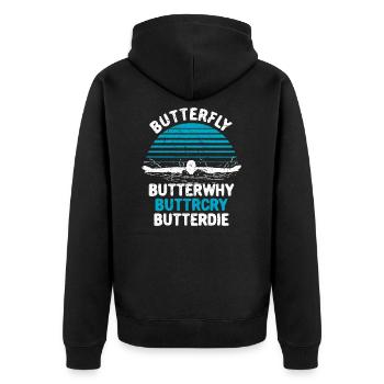 Schwimmer Schwimmen - Unisex Premium Bio Zip Hoodie - Schwarz - Hinten - Nico (187cm)