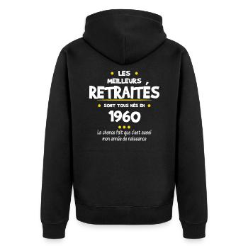 Retraite et 1960 cadeau humour retraité - Veste à capuche bio Premium Unisexe - noir - Dos - Nico (187cm)