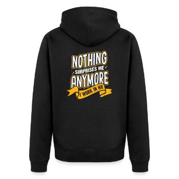 Personalwesen HR Personalabteilung Mitarbeiter - Unisex Premium Bio Zip Hoodie - Schwarz - Hinten - Nico (187cm)