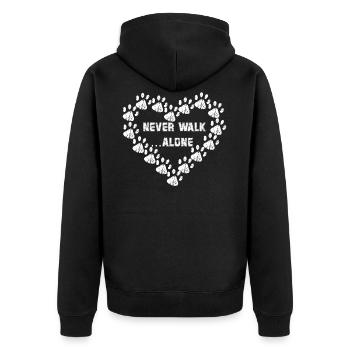 Hundepfoten Herz Never Walk Alone Welpe Damen - Unisex Premium Bio Zip Hoodie - Schwarz - Hinten - Nico (187cm)