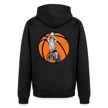 Chaise roulante basketball design pour les personnes en fauteuil roulant - Veste à capuche bio Premium Unisexe - noir - Dos - Nico (187cm)