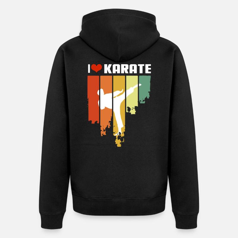 I Love Karate Retro Edition - Veste à capuche bio Premium Unisexe - noir
