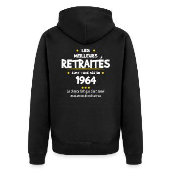 Retraite et 1964 cadeau humour retraité - Veste à capuche bio Premium Unisexe - noir - Dos - Nico (187cm)