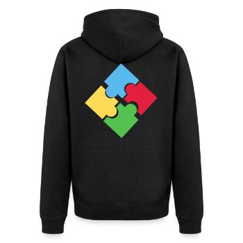 puzzle, idée de cadeau, autisme, cadeau, jeu - Veste à capuche bio Premium Unisexe - noir - Dos - Nico (187cm)