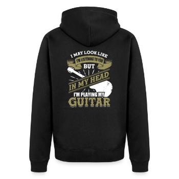 Lustiges Gitarrist Gitarrenspieler Geschenk - Unisex Premium Bio Zip Hoodie - Schwarz - Hinten - Nico (187cm)