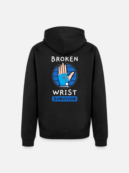 Broken Wrist Survivor - Unisex Premium Organic Zip Hoodie - black