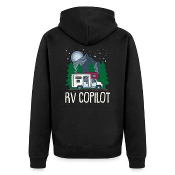 Wohnmobil Copilot für Wohnwagen und Camping Fans - Unisex Premium Bio Zip Hoodie - Schwarz - Hinten - Nico (187cm)