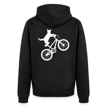 Chat chevauche vélo Drôle de motard cadeau - Veste à capuche bio Premium Unisexe - noir - Dos - Nico (187cm)