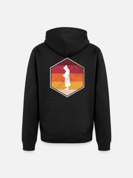 Retro Monk Hexagon Design - Unisex Premium Organic Zip Hoodie - black