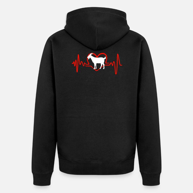 I Love Goats Heartbeat - Veste à capuche bio Premium Unisexe - noir