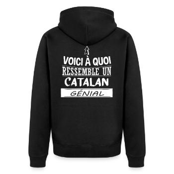 Catalan - Drôle - Papa - Génial - Catalogne - Veste à capuche bio Premium Unisexe - noir - Dos - Nico (187cm)