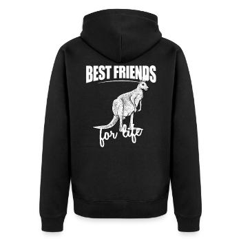 Best Friends For Life - Kangaroo For Everyone Who - Unisex Premium Bio Zip Hoodie - Schwarz - Hinten - Nico (187cm)