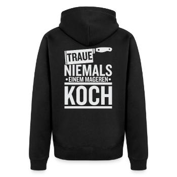 Kochkunst - Unisex Premium Bio Zip Hoodie - Schwarz - Hinten - Nico (187cm)