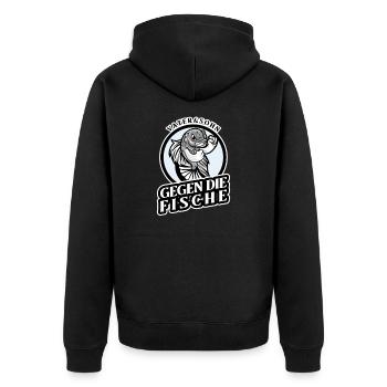 Vater und Sohn Angler Spruch Geschenk - Unisex Premium Bio Zip Hoodie - Schwarz - Hinten - Nico (187cm)