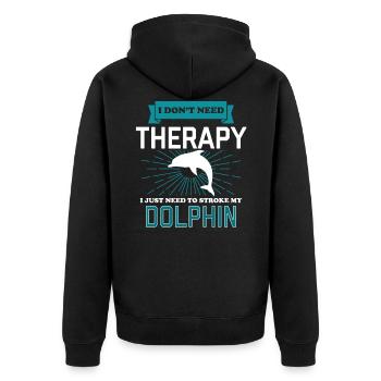 I Dont Need Therapy - DOLPHINS - Unisex Premium Bio Zip Hoodie - Schwarz - Hinten - Nico (187cm)