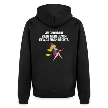 Mein Besen zieht etwas nach Rechts Hexe Lustig - Unisex Premium Bio Zip Hoodie - Schwarz - Hinten - Nico (187cm)