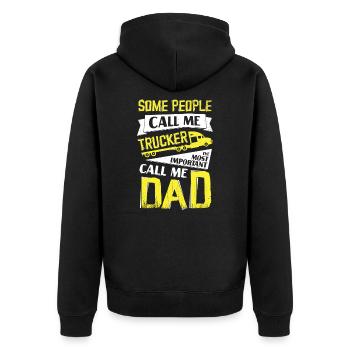 Truck driver dad truck driver father gift - Unisex Premium Organic Zip Hoodie - black - Back - Nico (187cm)