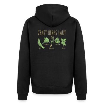 Herbs Crazy Herbs Lady - Unisex Premium Organic Zip Hoodie - black - Back - Nico (187cm)
