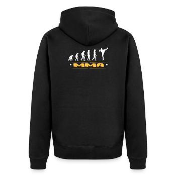 EVOLUTION MMA - Unisex Premium Bio Zip Hoodie - Schwarz - Hinten - Nico (187cm)