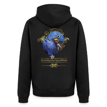 Hyacinth Macaw - Unisex Premium Organic Zip Hoodie - black - Back - Nico (187cm)