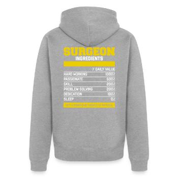 Fancy Surgeon Ingredients T Shirt - Veste à capuche bio Premium Unisexe - gris chiné - Dos - Nico (187cm)
