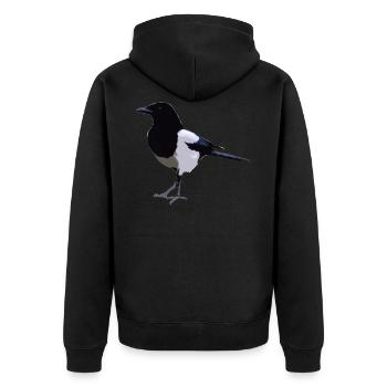 magpie - Unisex Premium Organic Zip Hoodie - black - Back - Nico (187cm)