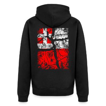 Utrecht Drapeau - Vintage avec Krakel - Veste à capuche bio Premium Unisexe - noir - Dos - Nico (187cm)