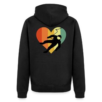 Vintage Astronaut Heart - Unisex Premium Organic Zip Hoodie - black - Back - Nico (187cm)