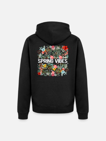 SPRING VIBES - Unisex Premium Organic Zip Hoodie - black