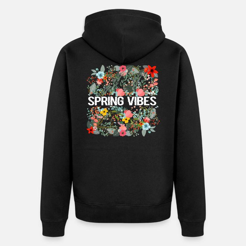 SPRING VIBES - Unisex Premium Bio Zip Hoodie - Schwarz