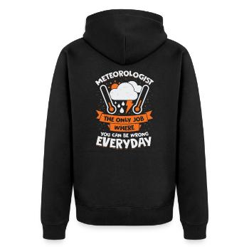 Lustiges Meteorologie Wetter Meteorologe Geschenk - Unisex Premium Bio Zip Hoodie - Schwarz - Hinten - Nico (187cm)