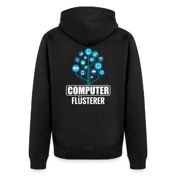 Programmierer Informatik Admin Computer Flüsterer - Unisex Premium Bio Zip Hoodie - Schwarz - Hinten - Nico (187cm)
