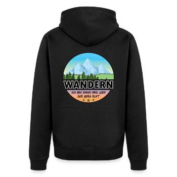 Ich bin dann mal weg, der Berg ruft - Unisex Premium Bio Zip Hoodie - Schwarz - Hinten - Nico (187cm)