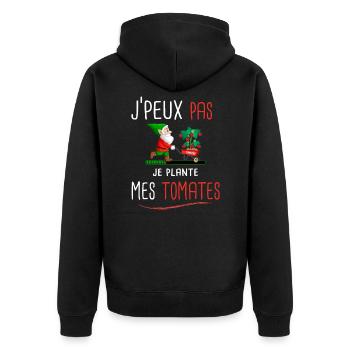 Je peux pas je plante mes tomates - Veste à capuche bio Premium Unisexe - noir - Dos - Nico (187cm)