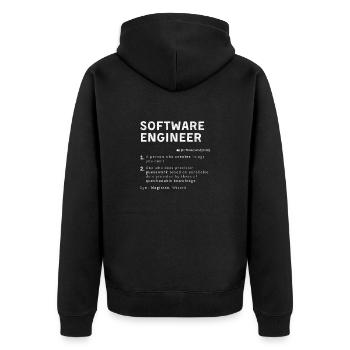 Funny Software Engineer Definition Computer Dev - Unisex Premium Organic Zip Hoodie - black - Back - Nico (187cm)