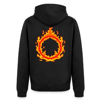 Kreis Feuer Flammen - Unisex Premium Bio Zip Hoodie - Schwarz - Hinten - Nico (187cm)