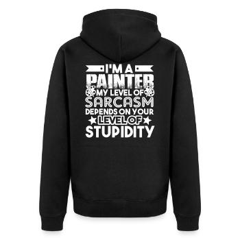 Maler Ich bin ein Maler - Unisex Premium Bio Zip Hoodie - Schwarz - Hinten - Nico (187cm)