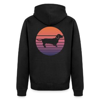Dackelhund Dackel Hund Dackelwelpe Geschenk Retro - Unisex Premium Bio Zip Hoodie - Schwarz - Hinten - Nico (187cm)
