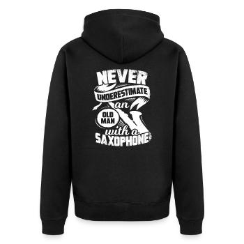 Saxophon saxophone vieux cadeau homme - Veste à capuche bio Premium Unisexe - noir - Dos - Nico (187cm)