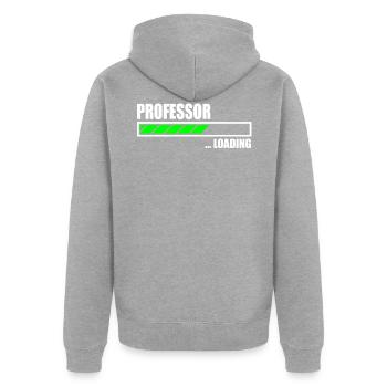 Professor Loading Bar - Unisex Premium Organic Zip Hoodie - heather grey - Back - Nico (187cm)