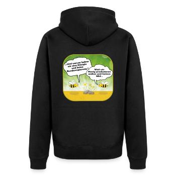 Bee joke as cartoon - Unisex Premium Organic Zip Hoodie - black - Back - Nico (187cm)