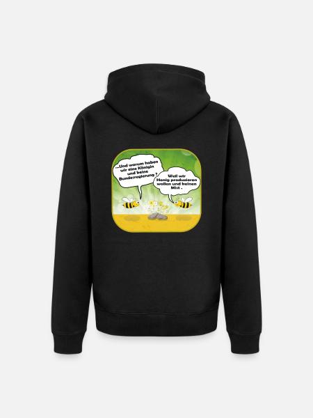 Bee joke as cartoon - Unisex Premium Organic Zip Hoodie - black