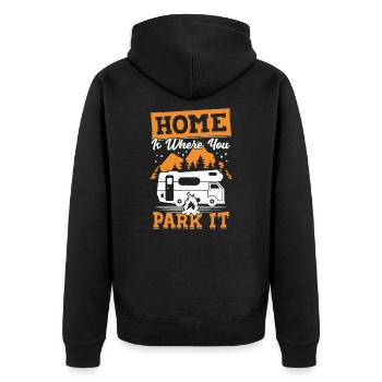 Motorhome Motorhome Camping Camper Gift - Unisex Premium Organic Zip Hoodie - black - Back - Nico (187cm)