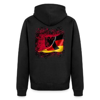 Freundschaft Albanien Deutsch Flagge flag shirt - Unisex Premium Bio Zip Hoodie - Schwarz - Hinten - Nico (187cm)