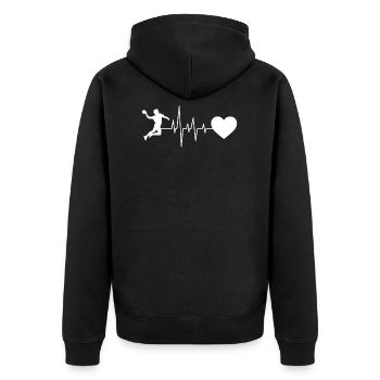 Handball Handballer Herzschlag - Unisex Premium Bio Zip Hoodie - Schwarz - Hinten - Nico (187cm)