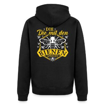 Die Mit Den Bienen Spricht Honig Imkerei Imkerin - Unisex Premium Bio Zip Hoodie - Schwarz - Hinten - Nico (187cm)